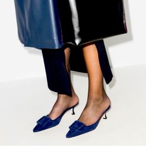 Manolo Blahnik / Maysale suede buckle purple vintage  Mule Slide 37.5